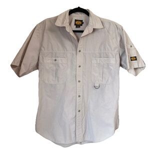Woolrich classic vintage shirt size medium button down  tan short sleeve